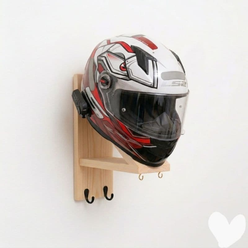 Suporte para capacete/ com ganchos para chaves e jaquetas com espaço para luvas. SEM PERSONALIZAÇÃO