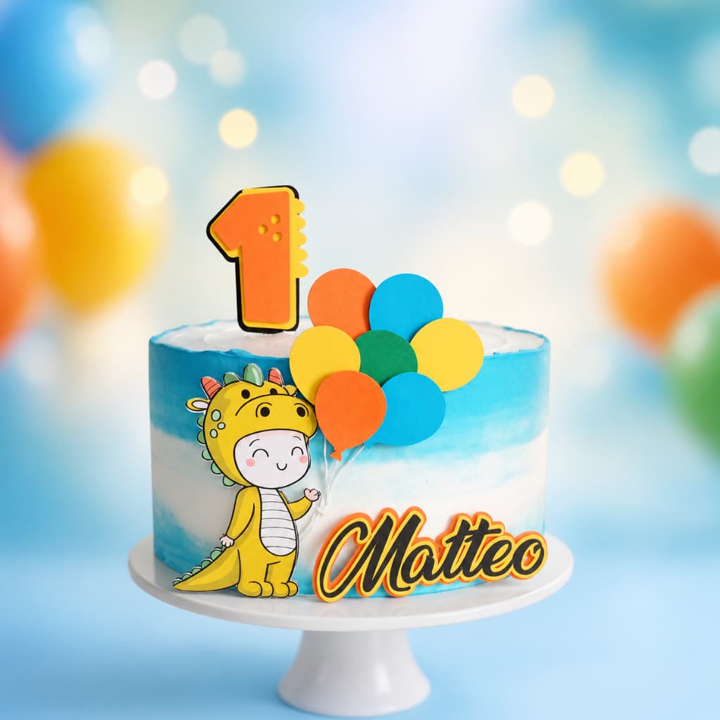 Topper Topo de Bolo Dinossauro Baby Personalizado| 3D| CHÁ DE BEBÊ | MESVERSARIO BABY | DINOSSAURO| 1 Aninho