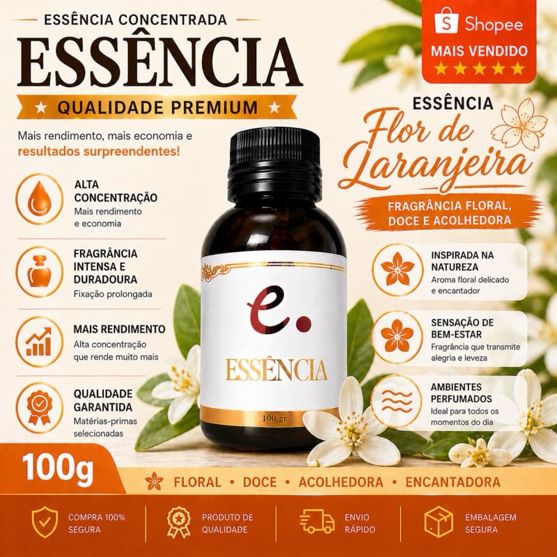 Essência hidrossolúvel Concentrada - FLOR DE LARANJEIRA 100 G