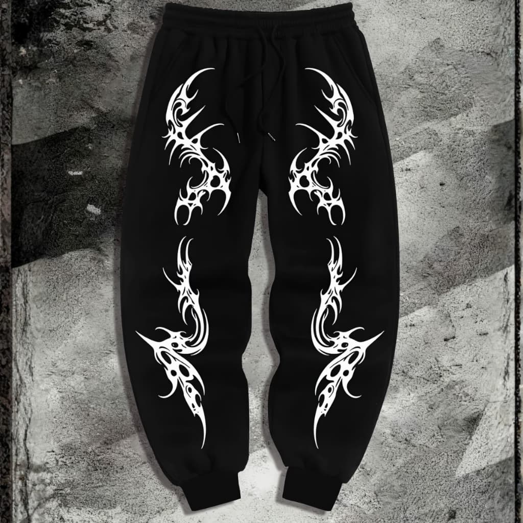 Calça Jogger Masculina e Feminina Gothic Dark Estampa Cyberpunk Tribal Inverno