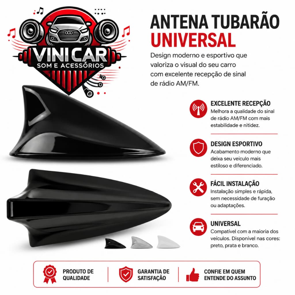 Antena Big Grande Tubarao Shark Universal Externa Carro FM/AM