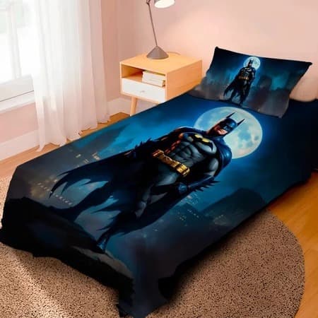 Jogo De Lençol + Fronha / Cama De Solteiro / Batman Pronta Entrega Envio Imediato