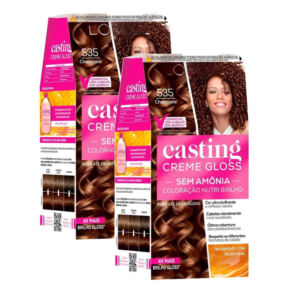 Kit 2 Tinta Casting Creme Gloss Chocholate 535 L'oréal Paris Chocolate
