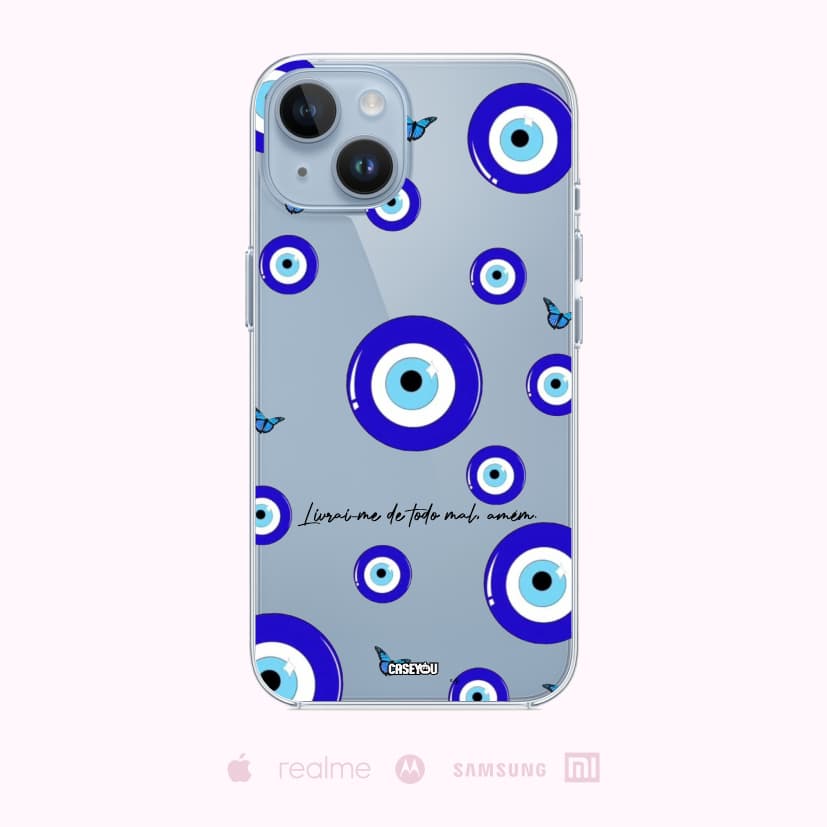 Capinha Celular Livrai-me de todo mal Olho Grego Alta Qualidade