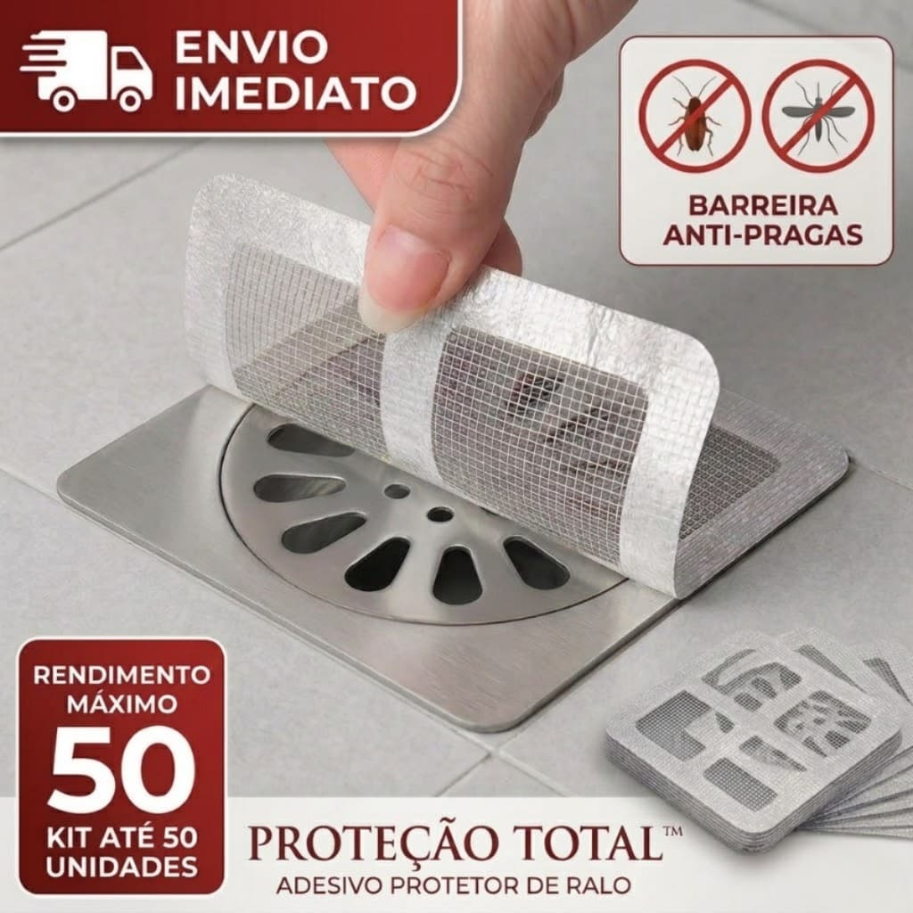 Protetor de Ralo Autoadesivo Anti Entupimento Tela Descartável para Pia Banheiro e Cozinha Em Kit