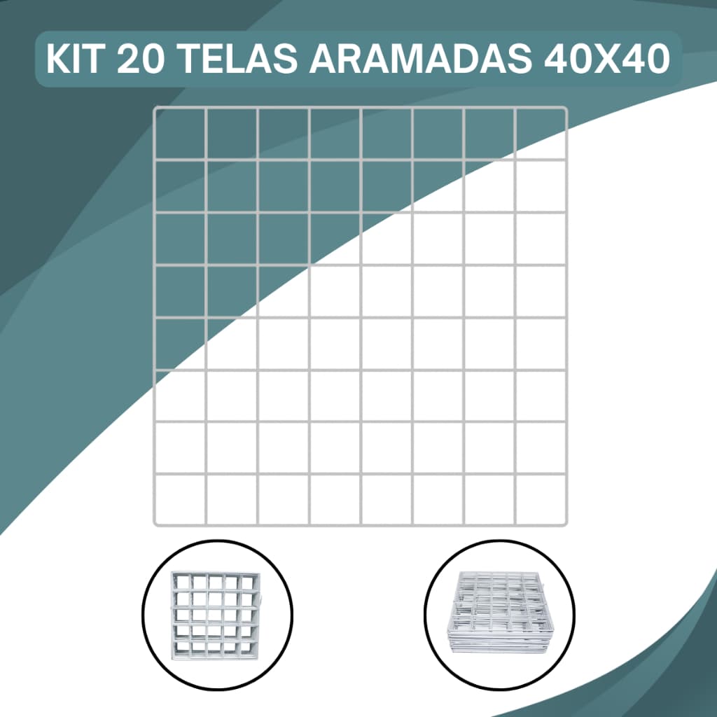 20 Tela 40X40 Para Estrutura Vertical com Uso em Estante Aramada ou Módulo Cercado Pet