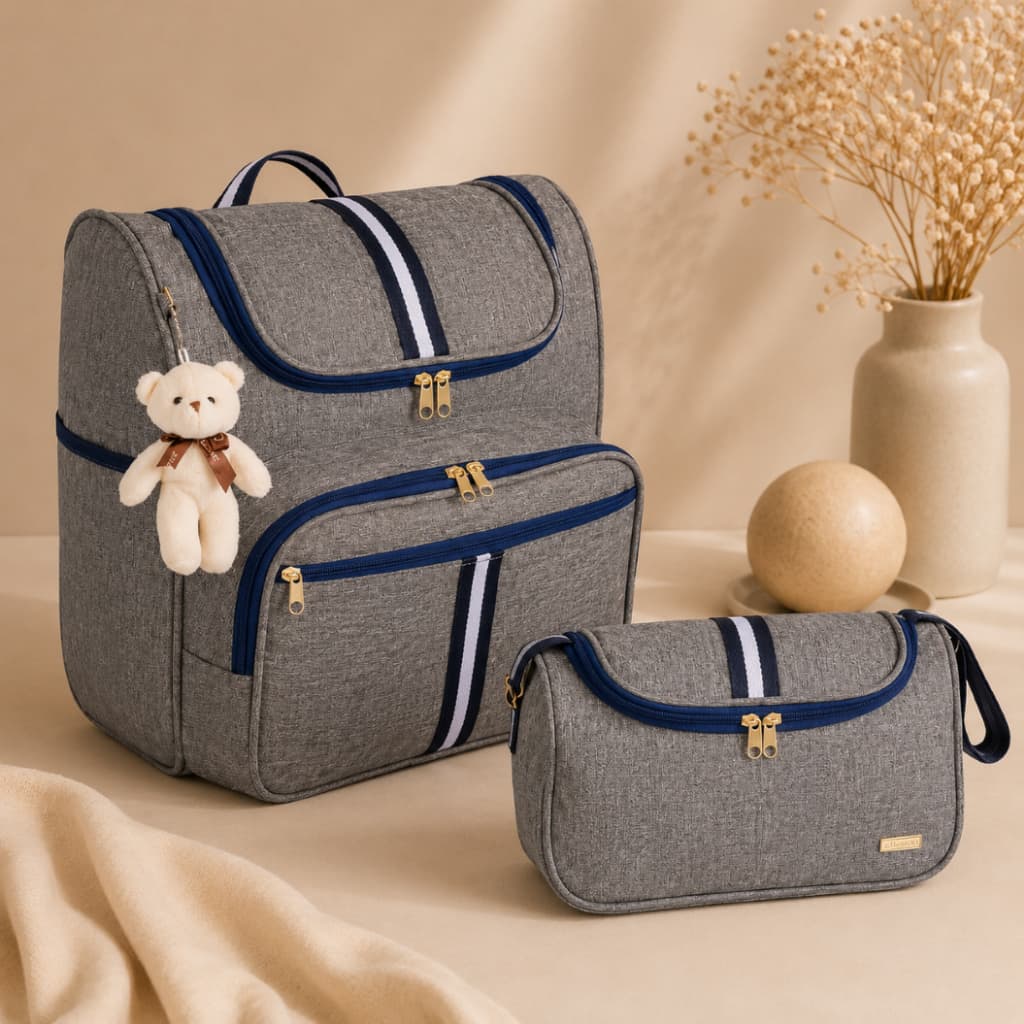 Kit Bolsa Maternidade Mochila 2 em 1 e Bolsa P luxo AMOR