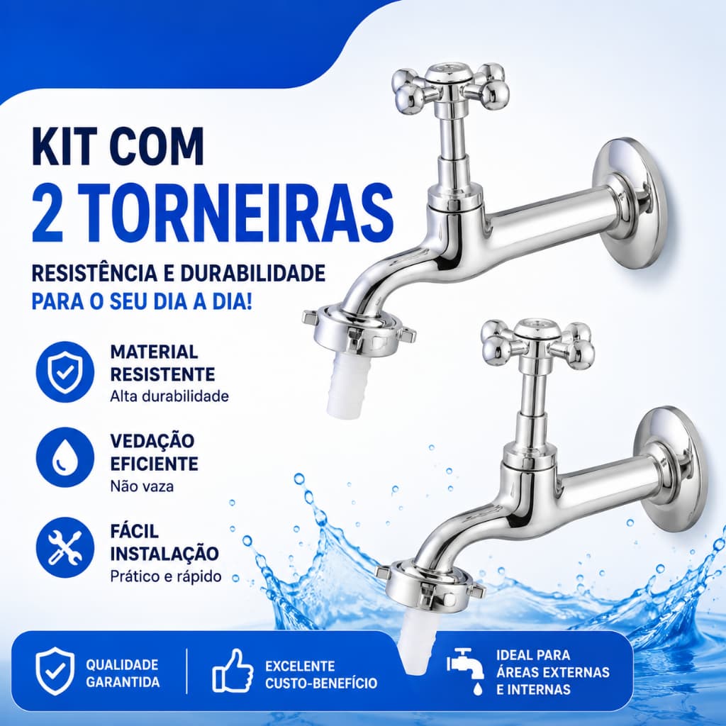 Kit 2 Torneira Para Tanque E Jardim De 1/2 Com Bico 3/4 1130 c 33 Metal