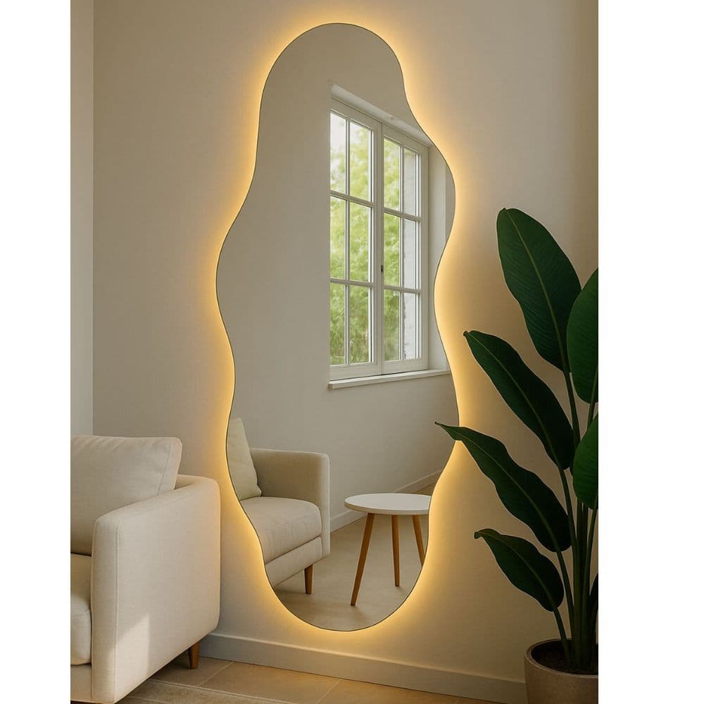 Espelho Grande Corpo Inteiro Com Led Espelho Para Sala Quarto Espelho Orgânico