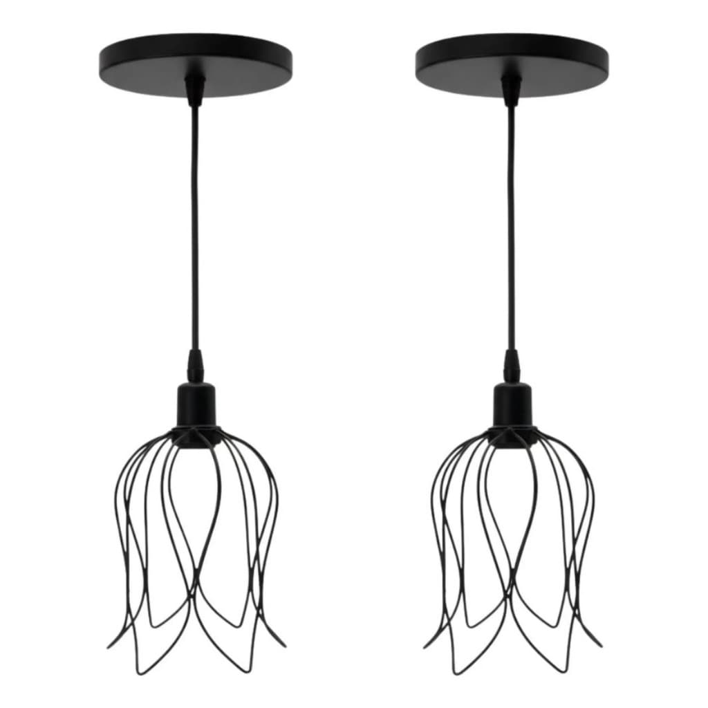 Pendentes Tulipa Luminária Teto Aramado Cabo 1 Metro Kit 2