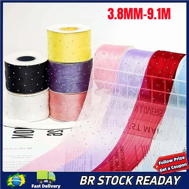 ✅[BR Seller]Rolo De Fita Organza De Strass - 38mm - 9,1 Metros
