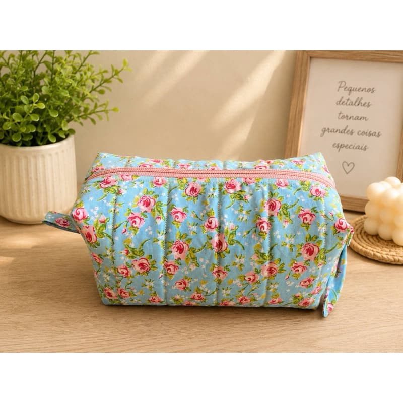 Necessaire Multiuso Porta Maquiagem Floral Rosa