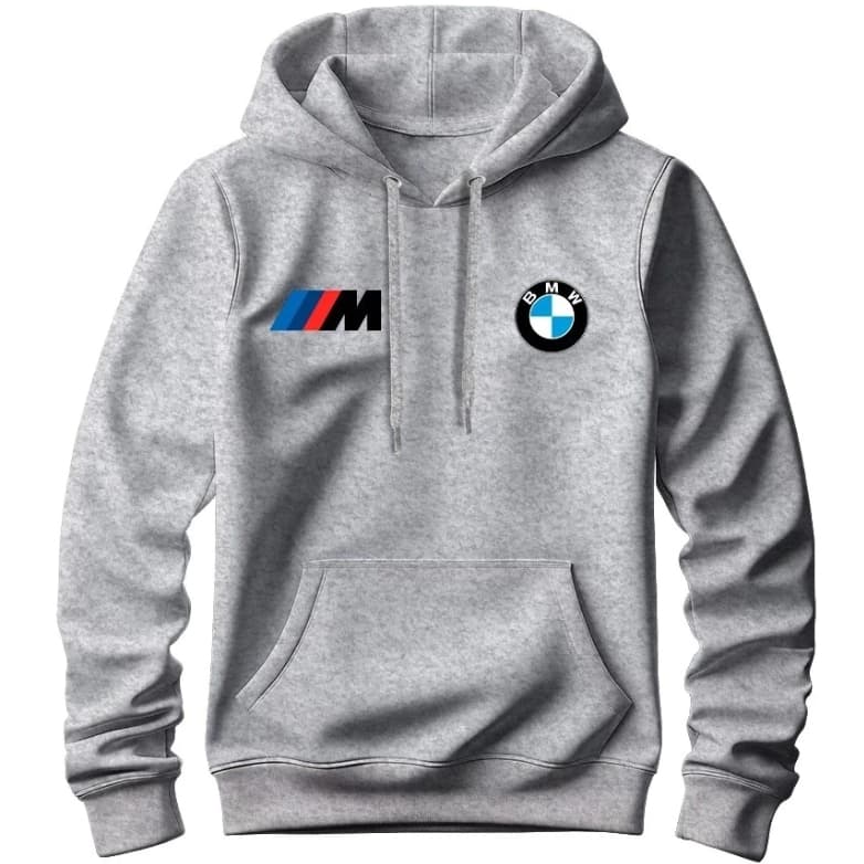Moletom Masculino Preto - Blusa de Frio Masculina Canguru Adulto Estilo De Rua Estampado BMW