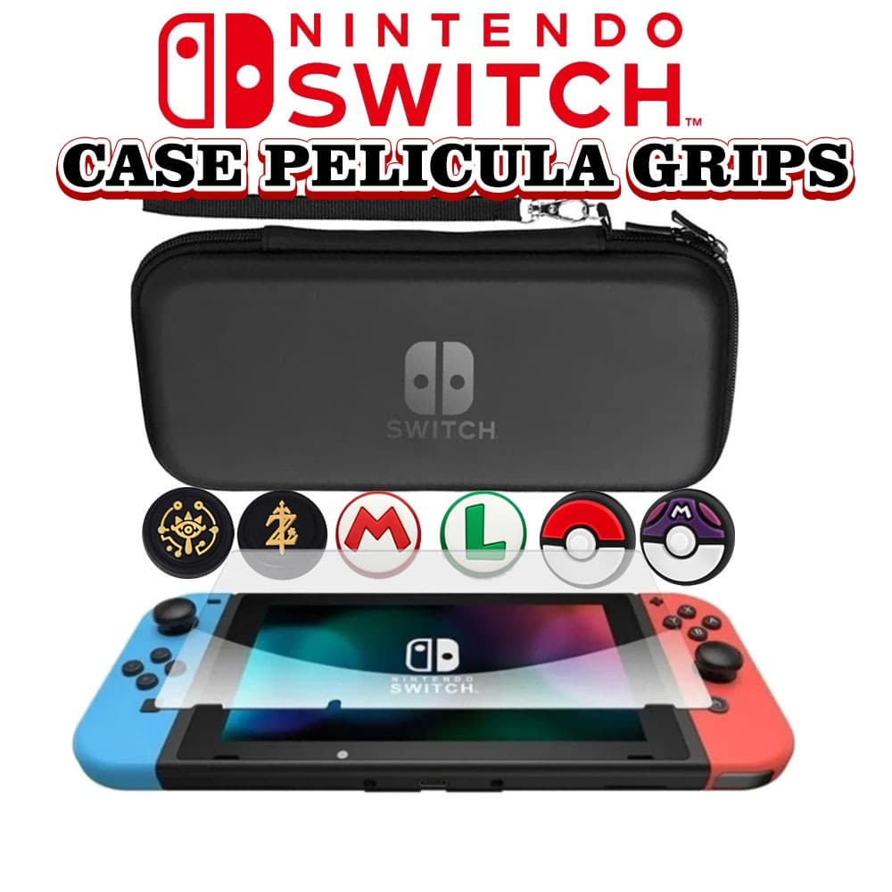 Case para Nintendo Switch V1 V2 Grips Pelicula - Zelda Pokemon Mario
