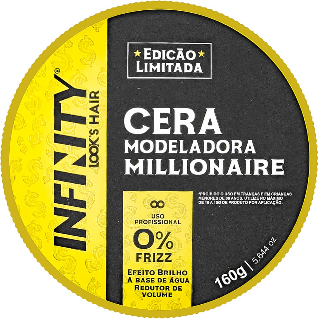 Cera Modeladora Millionaire 160g Efeito Brilho - 6 unidades - INFINITY LOOKS HAIR