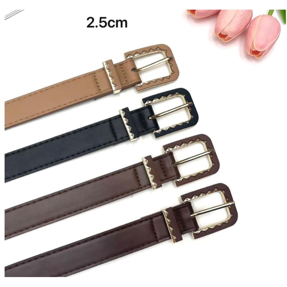 Kit Cinto Feminino Moda Blogueira - Fivela Dourada Trabalhada 2.5cm