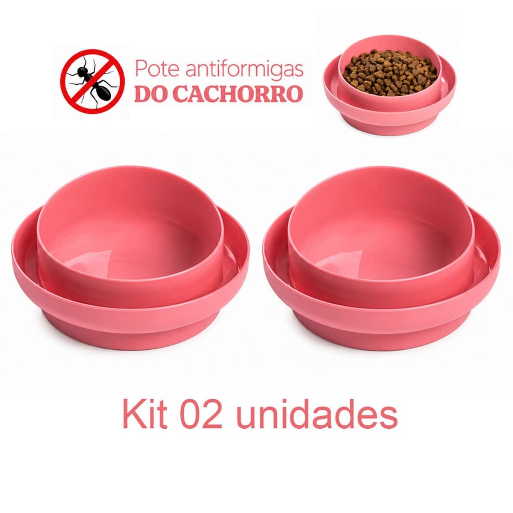 Kit 2 Comedouro Bebedouro Anti-Formiga 500ml Cachorro Gato Cães Kit