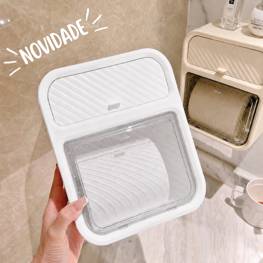 Caixa Porta Papel Higiênico Branco Lenço Umedecido Dispense Organizador Banheiro Suporte