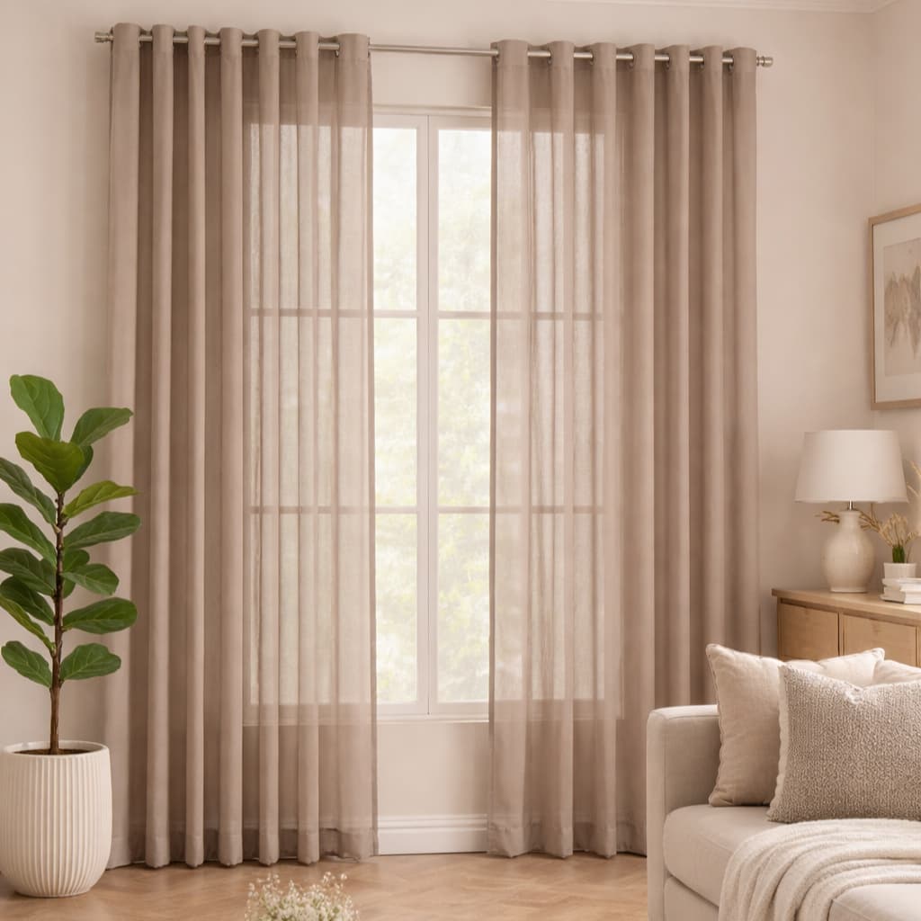 Cortina Para Sala Quarto Em Linho 6.00x2.80 Voal Flame Para Varão