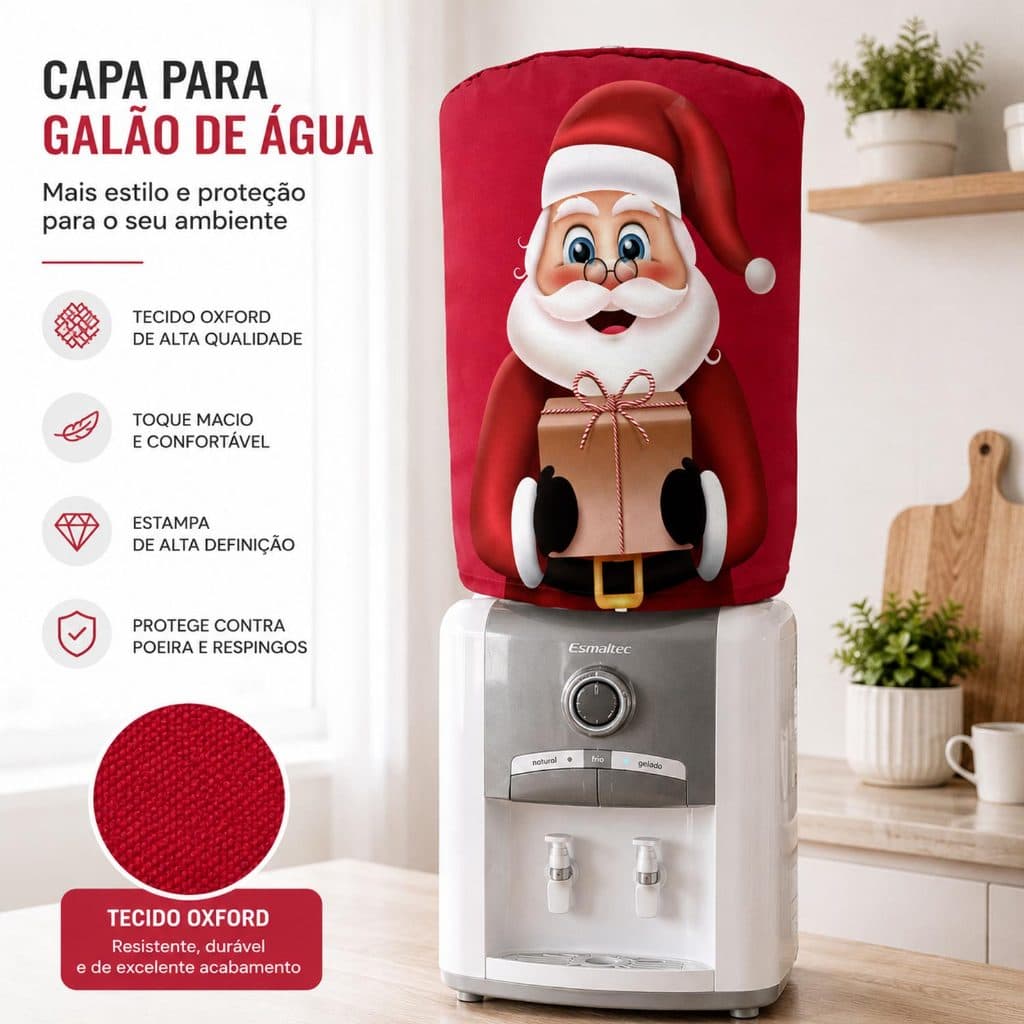 Capas Para Galão de Água 20L Natal Papai Noel Diversos Modelos e Estampas Modernas