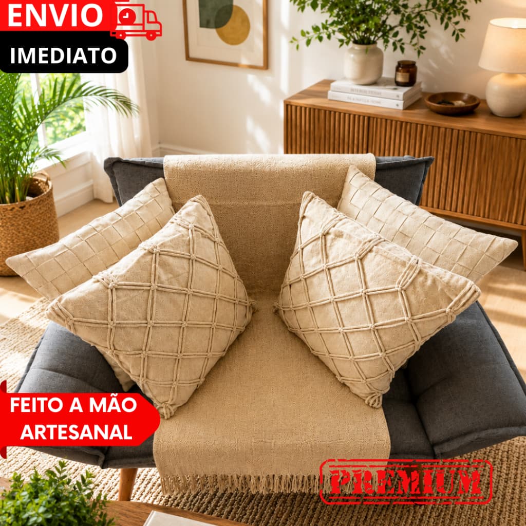 ALMOFADAS BORDADAS BOHO LINHOS DECORATIVAS 45X45 PREMIUM ARTESANAIS 100% ALGODÃO SOFÁ CAMA BOHO CHIC