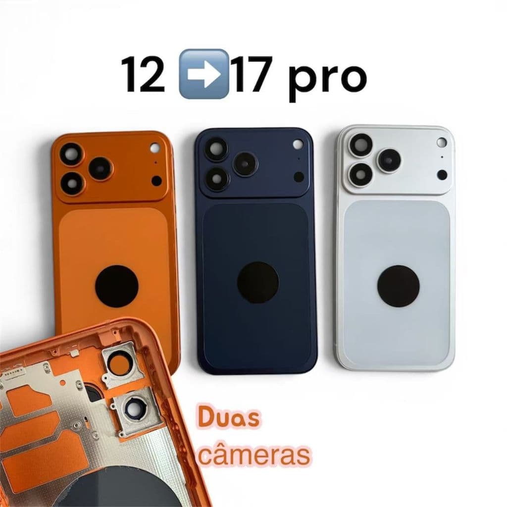 Carcaça transforme seu iphone 12 para iphone 17 pro alta qualidade