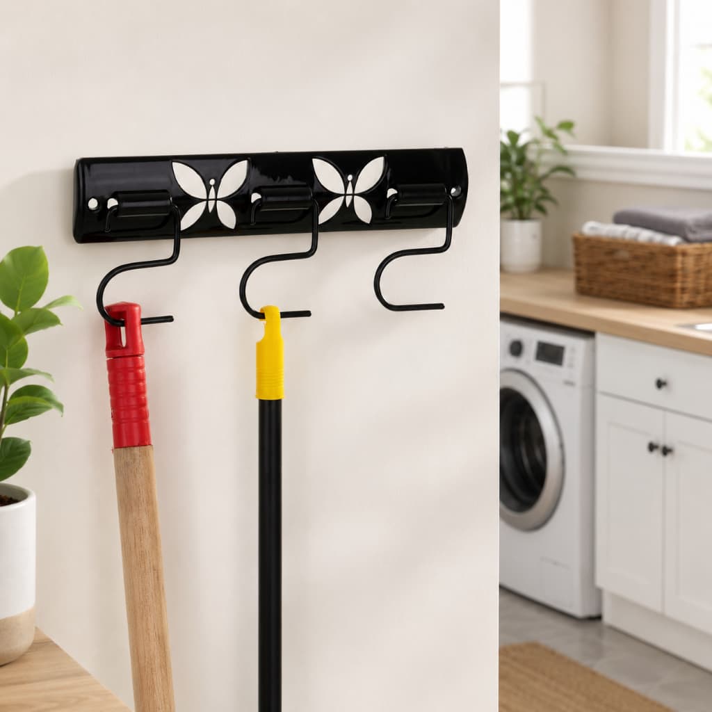 Porta Vassouras Borboletas Multiuso Suporte Organizador de Parede para Utensílios de Limpeza