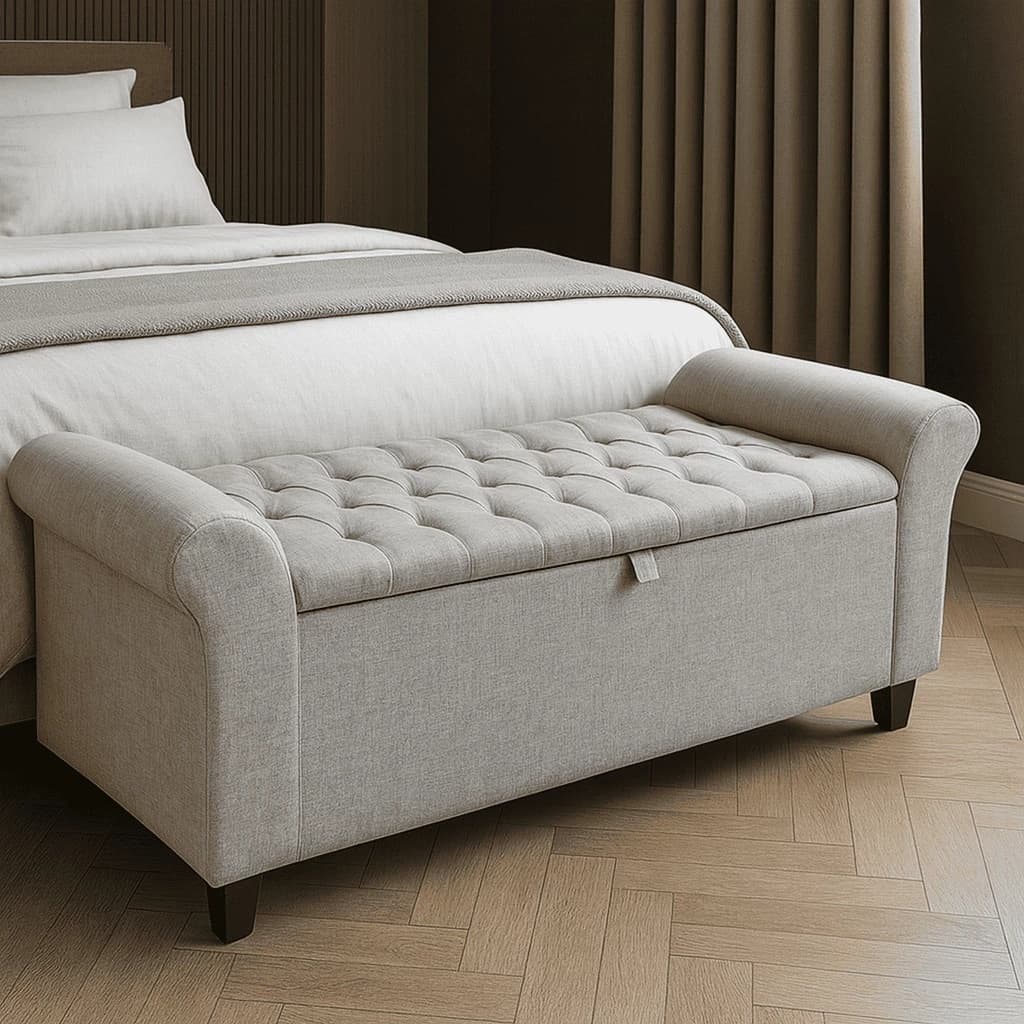 Baú Paris Recamier 150cm Banqueta Capitonê Divã Cama Queen Estrutura em Madeira Moderno