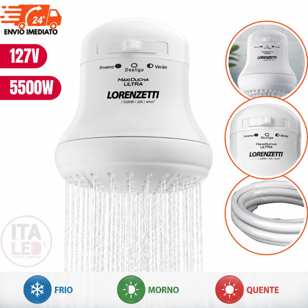 Chuveiro Elétrico Maxi Ducha Ultra 3 Temperaturas 127V 5500W Lorenzetti