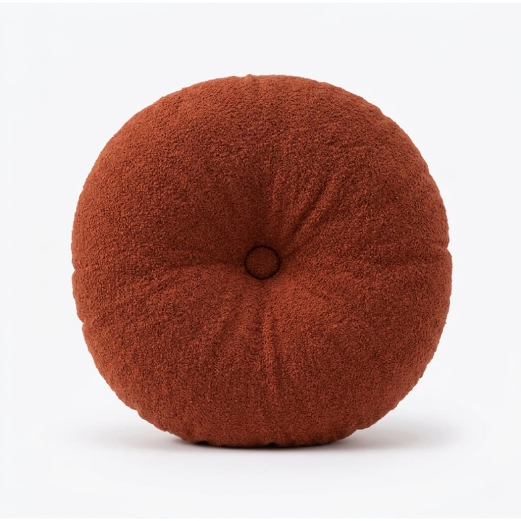 Almofada cheia Redonda Terracota Bouclê 45x45 Premium Decoração