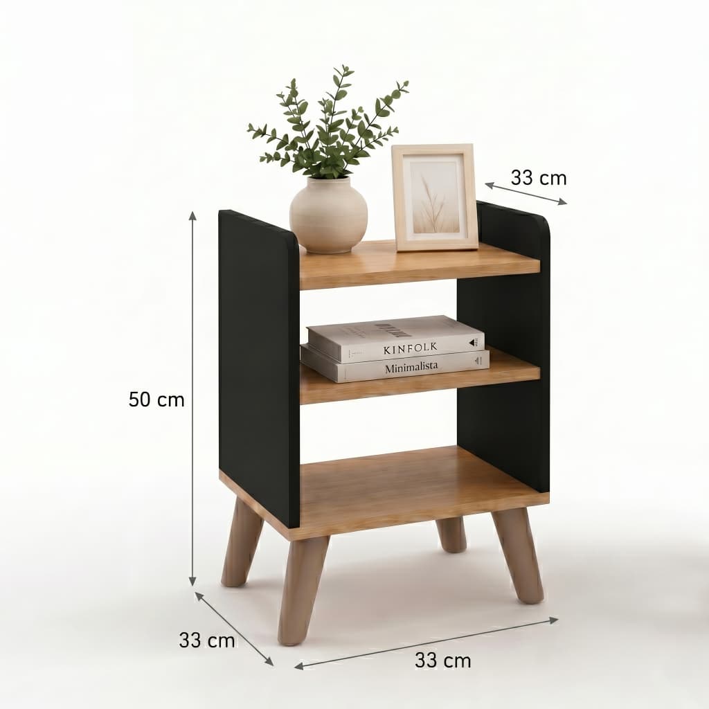Mesa de Cabeceira 3 Nichos Delta Compacta Moderna para Quarto