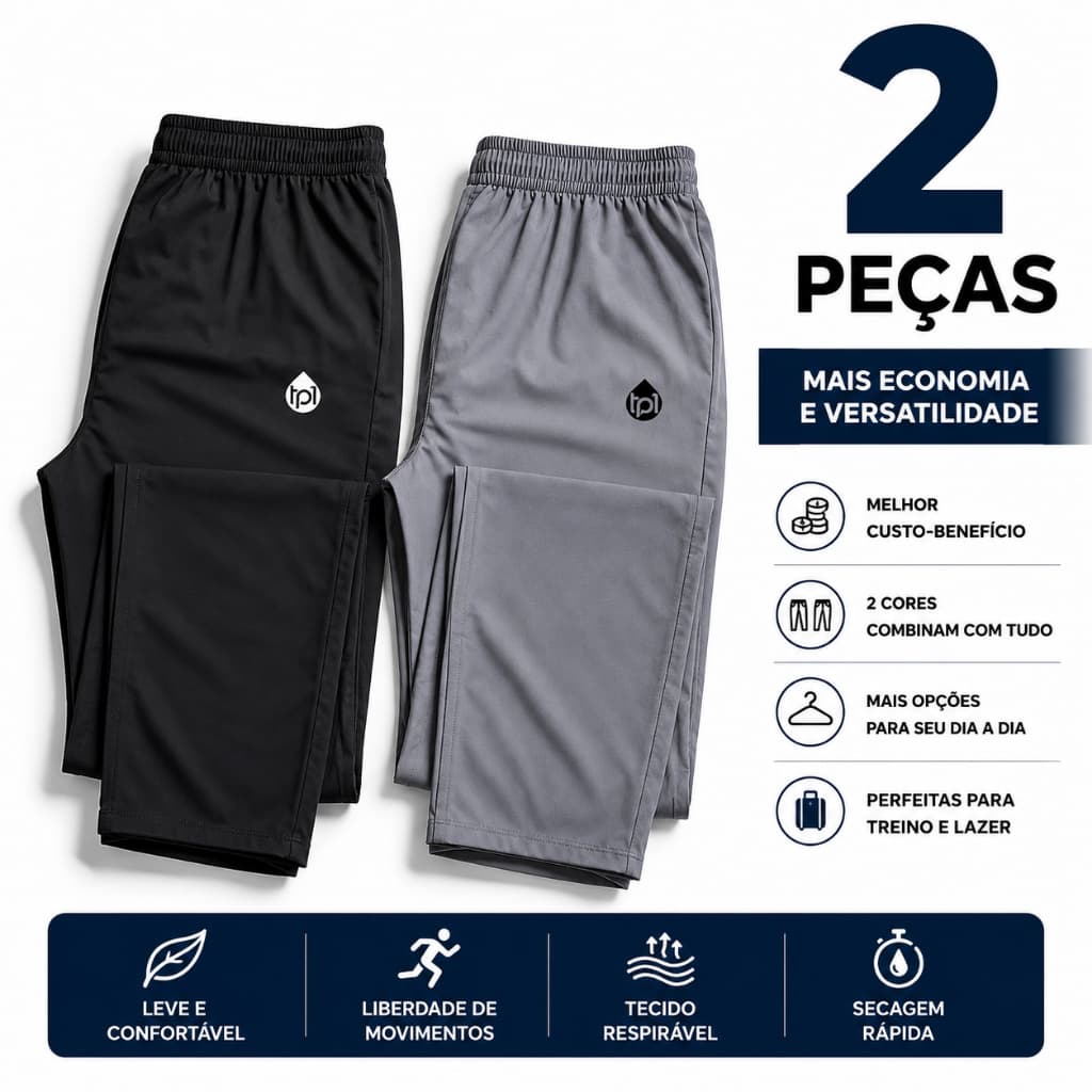 Kit 2 Calça Masculina Elastano Dry Fit Academia Corrida Caminhada treino Tactel