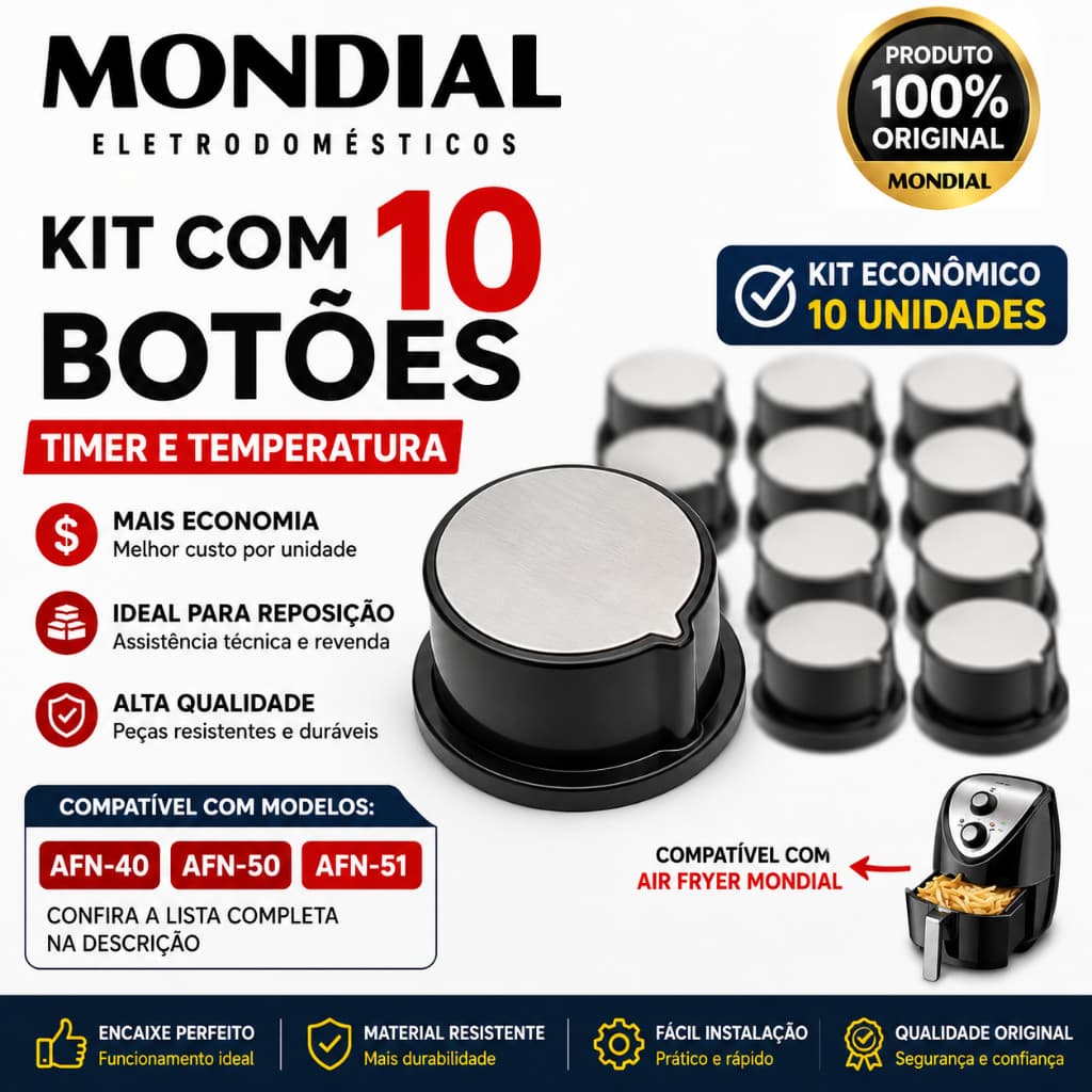 Kit 10 Botões Mondial AFN40 AFN50 AFN51 Original