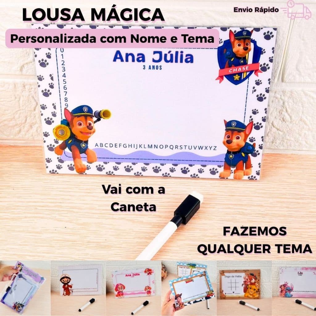 Lousa Mágica Infantil Personalizada | Lembrancinha Festa Com Nome e Tema | Fazemos Todos os Temas