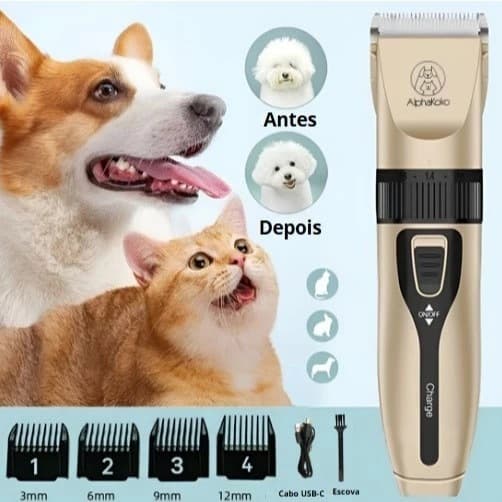 Kit de Máquina de Tosa para Pets - Compatível com Cachorros e Gatos - Kit de Corte Seguro, Rápido e Profissional