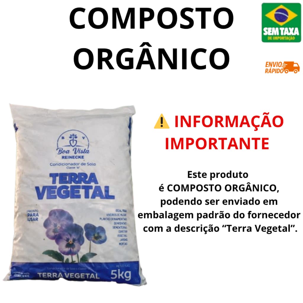 Composto Orgânico 5Kg Adubo e Condicionador de solo Pronto para Uso Plantas e Hortas