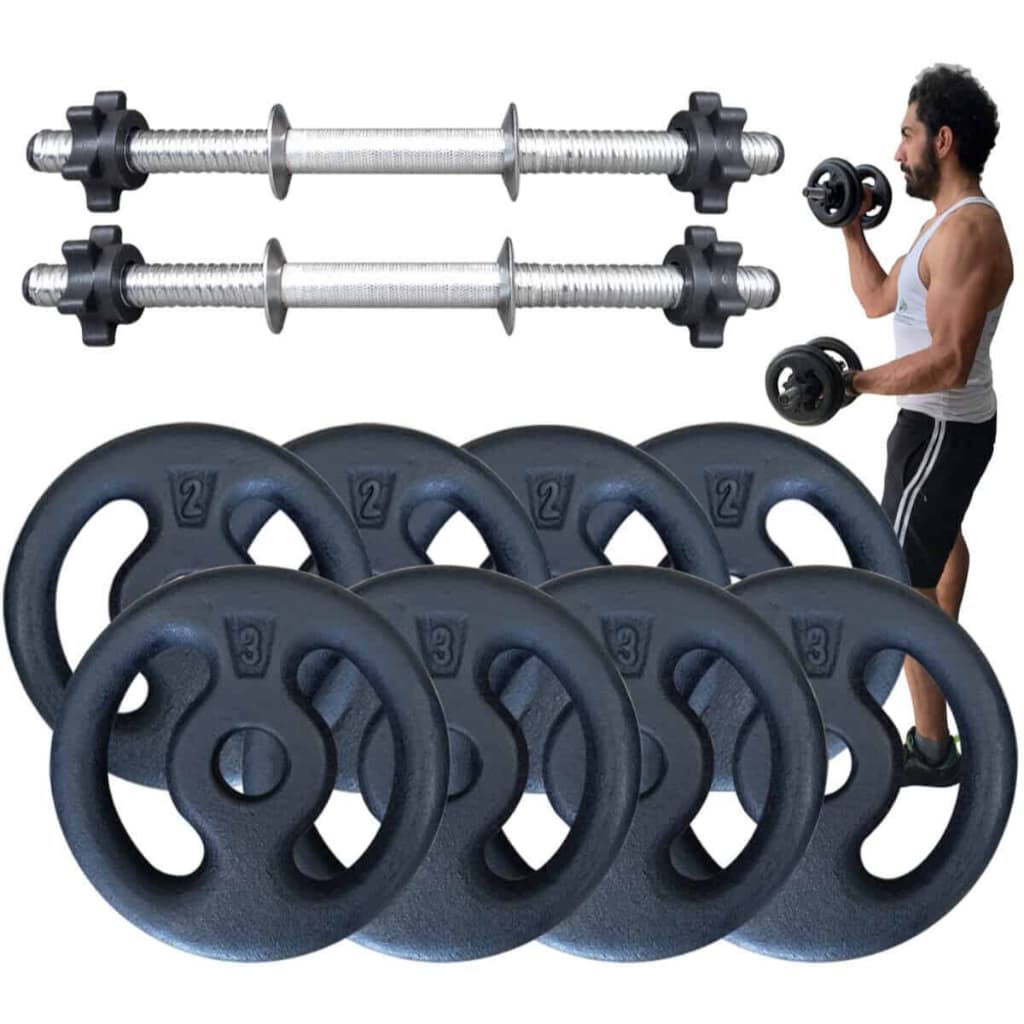 Kit 2 Barras / Halteres de 40cm ROSCA RÁPIDA CROMADA + 24kg de Anilhas para Treinamento de Força Musculação e Academia