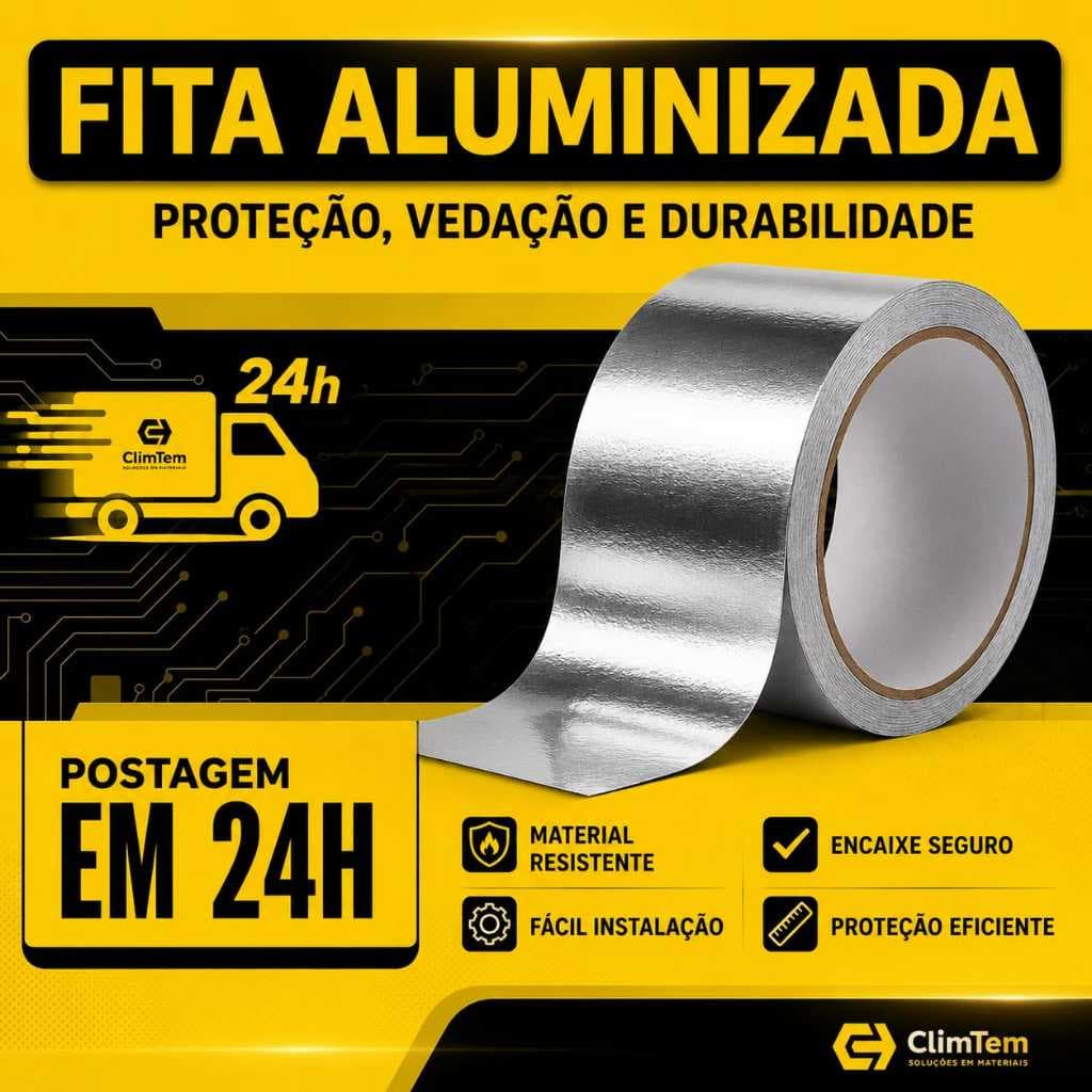 Fita Adesiva Aluminizada Emenda De Manta Térmica Refrigeração Ar Condicionado Reparos Multiuso
