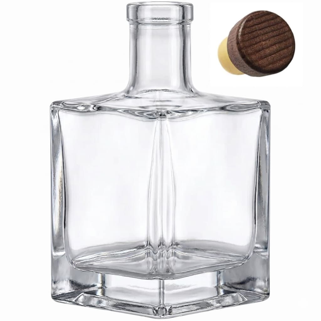 Kit c/ 5 Garrafas de Vidro Cube 500 ml Envase de Luxo Decorativa Quadrada Eventos Azeites Mesa Posta