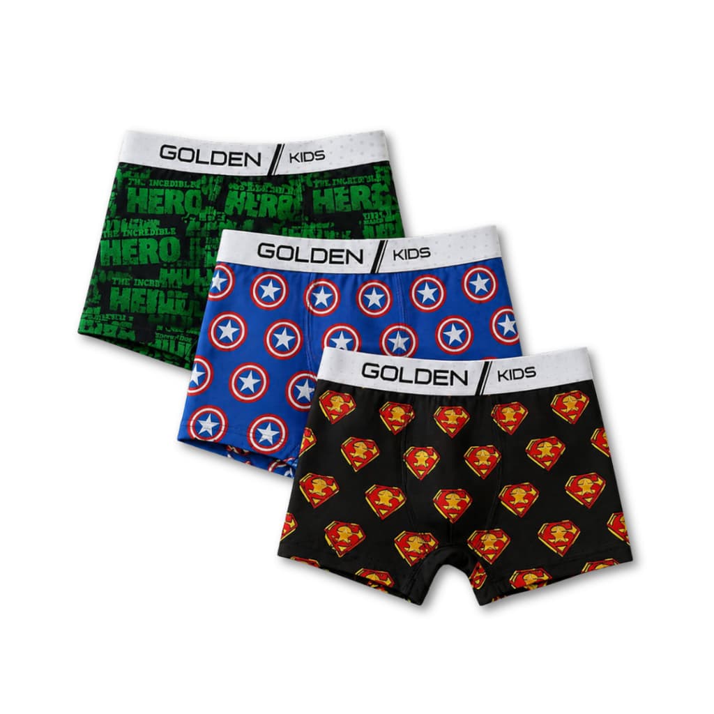 Kit 3 Cuecas Boxer Infantil Juvenil Meninos Microfibra Forro 100% Algodão Estampas Variadas