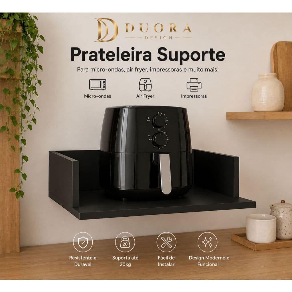 SUPORTE MDF PARA MICROONDAS FORNO NICHO 60X40 PRETO