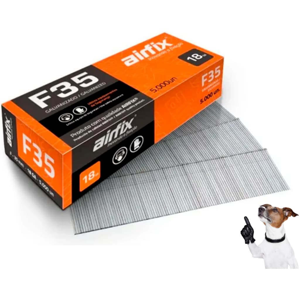 Pino F35 Galvanizados Airfix 35mm Caixa 5.000 Unidades P/ Pinador Pneumático MDF Madeira Marcenaria