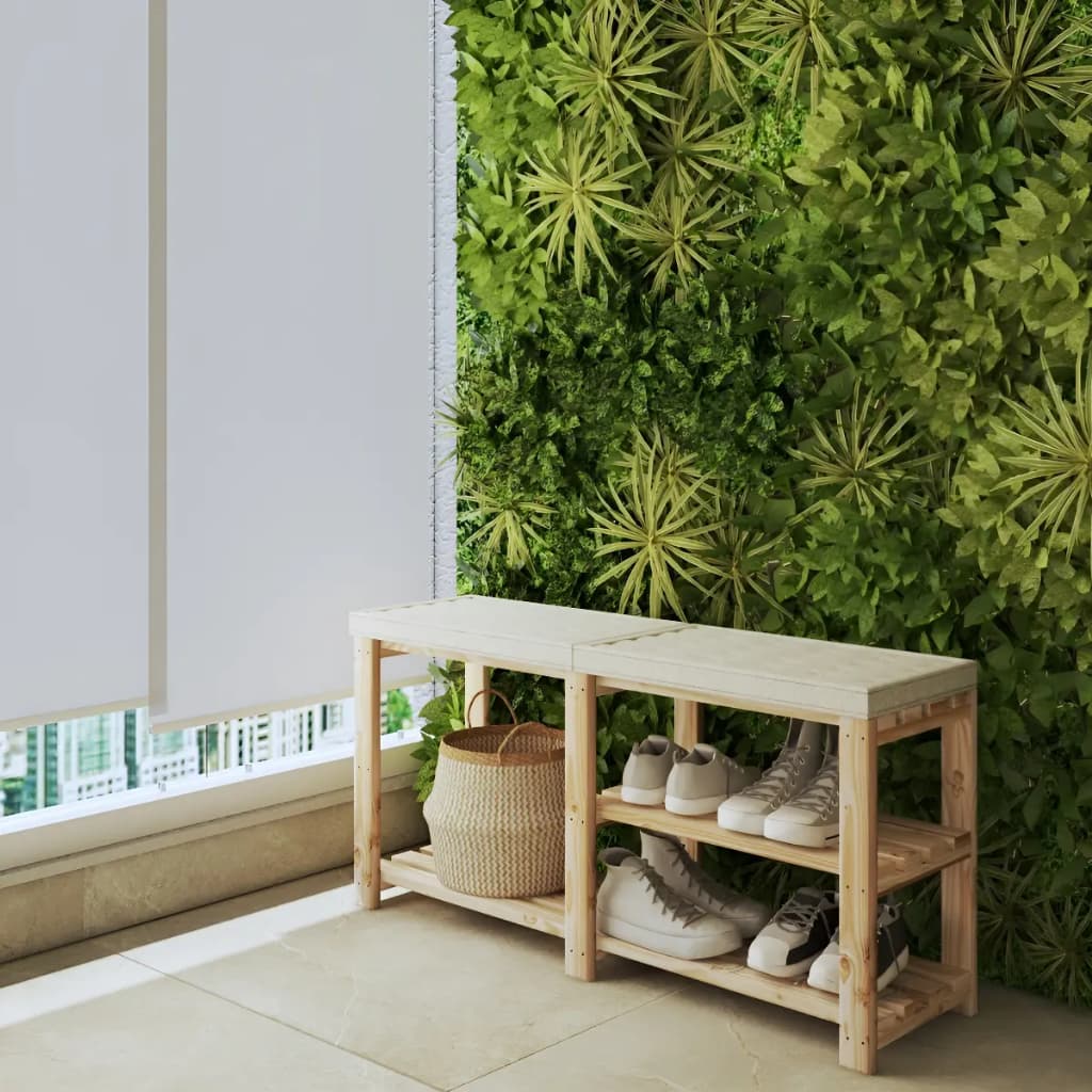 Sapateira Com Banco Madeira Pinus 50x110x32cm Organizador 15 Pares Treliça Natural Multiuso Reforçada