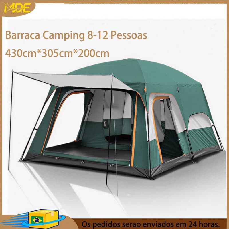 Barraca Camping 8-12 Pessoas 430*305*200cm Tenda Familiar Grande Varanda Impermeavel 4000mm