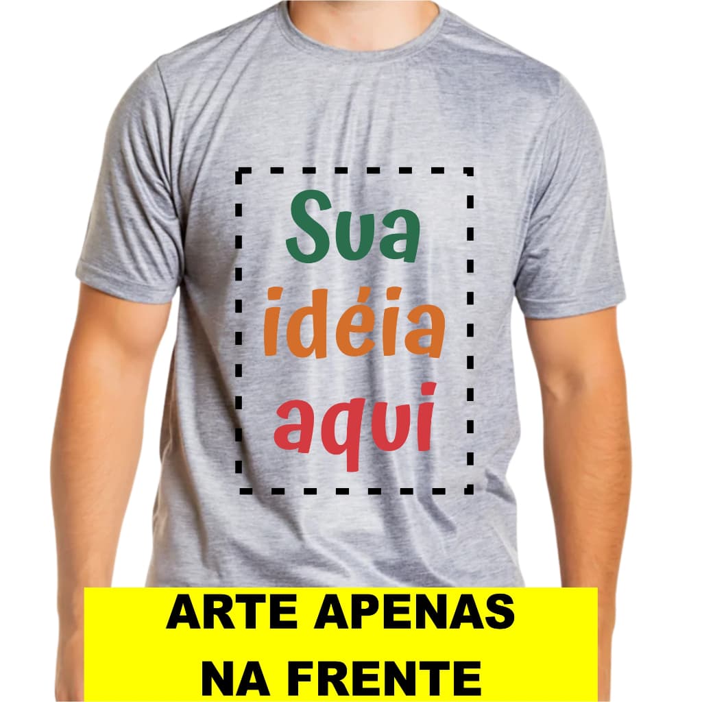Camisa Camiseta Cinza Mescla Personalizada Adulto e Infantil com sua Estampa, Frase, Logomarca