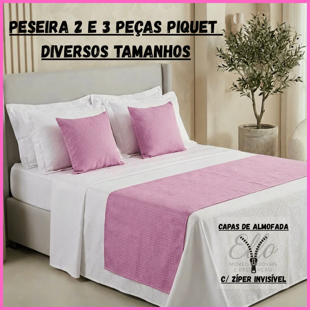 Peseira + 2 Capas Kit Piquet | Solteiro / Casal/ Queen/ King/ Super King Elegância e Conforto!