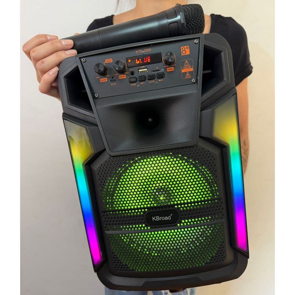 caixa de som karaoke bluetooth amplificada 2000w completa 45cm microfone sem fio