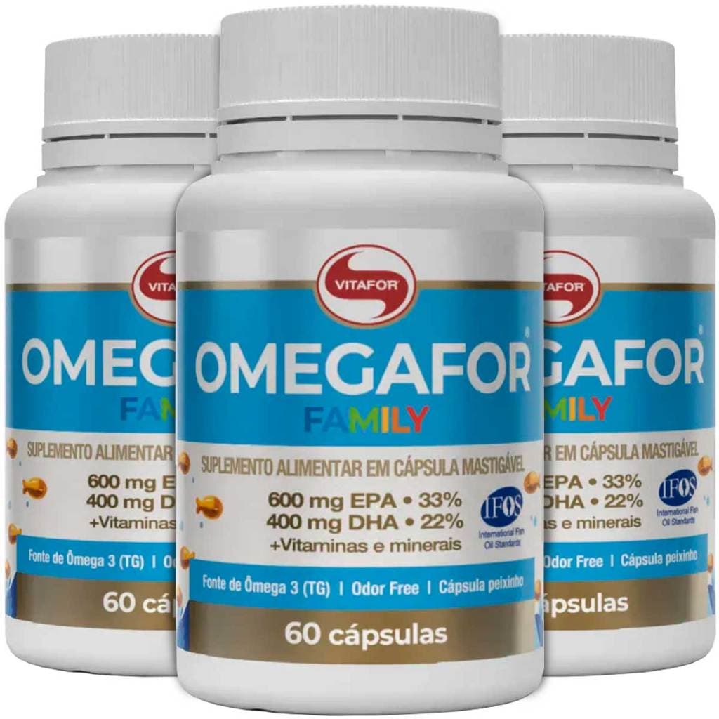 Kit 3 Omegafor Family Omega 3 Vitafor Com 60 Cápsulas Cada
