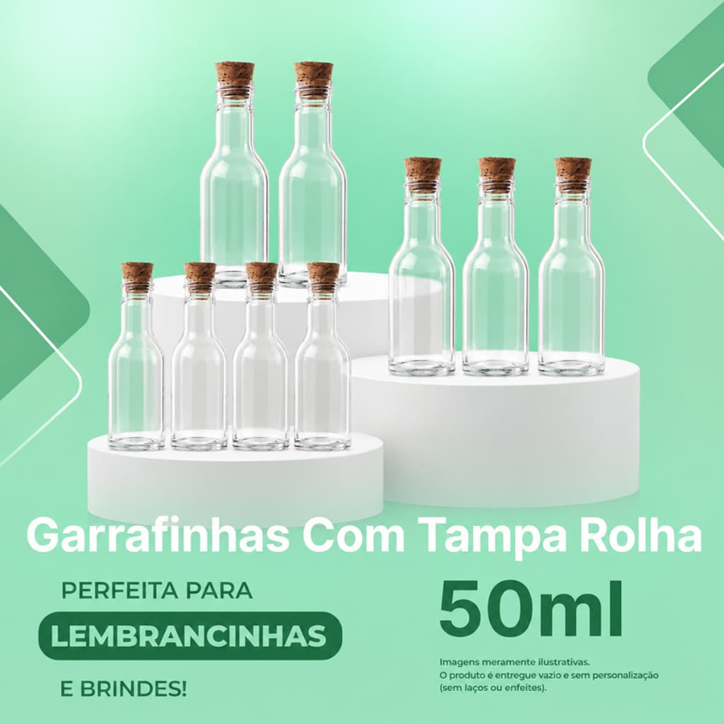 Kit 100 Garrafinhas Rolha 50ml  - Lembrancinha para festa e eventos.