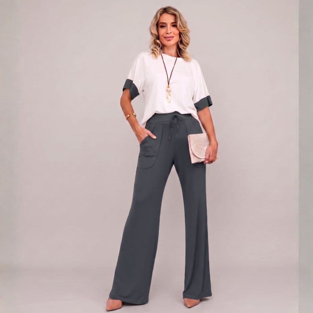 Conjunto Feminino Casual Mel Tecido Vicenza Premium Macio - Envio Imediato